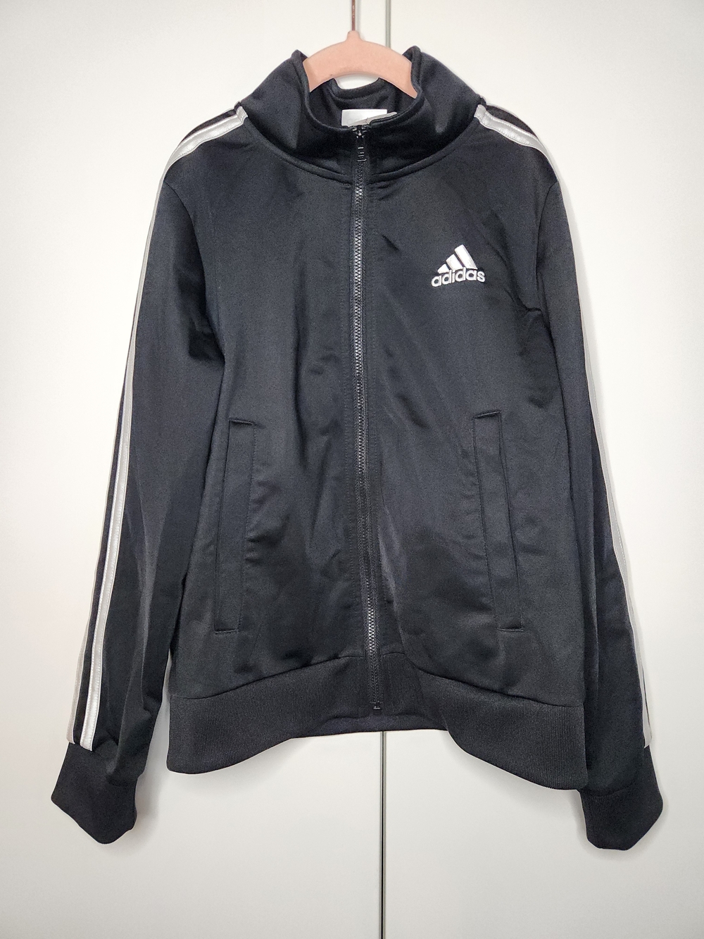 Adidas Kids Black Track Jacket with White Stripes